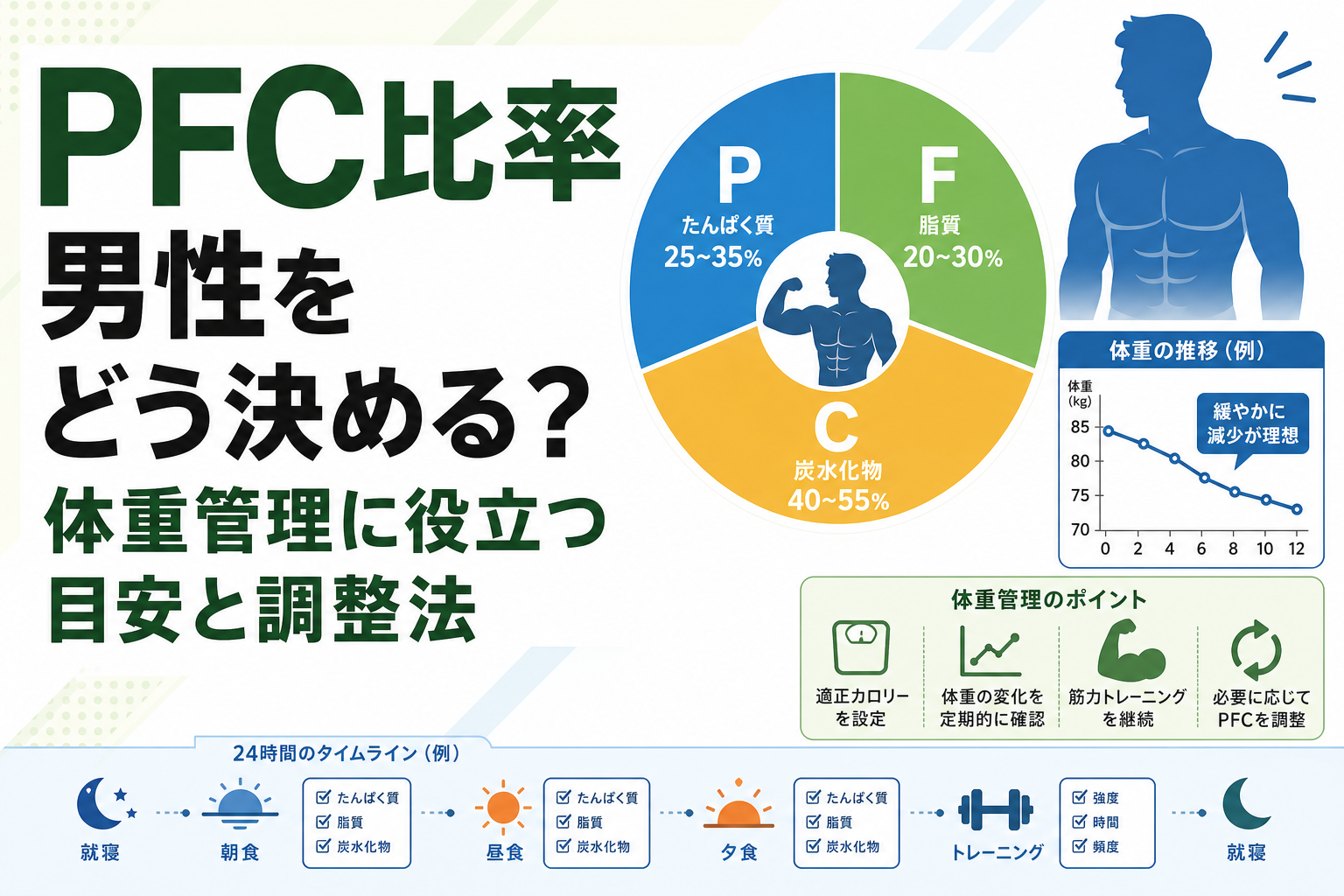 PFC比率 男性をどう決める？体重管理に役立つ目安と調整法