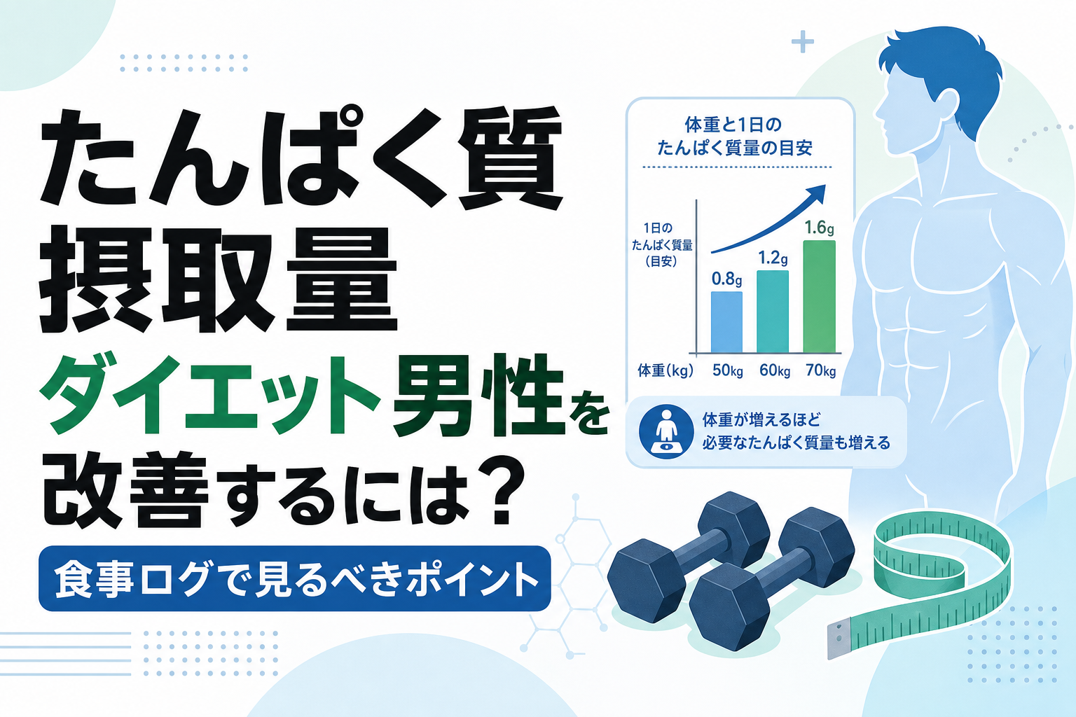 たんぱく質 摂取量 ダイエット 男性を改善するには？食事ログで見るべきポイント