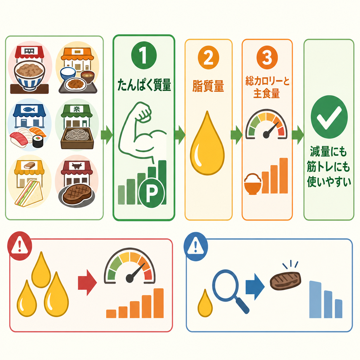 たんぱく質が多い外食は、減量にも筋トレにも使える