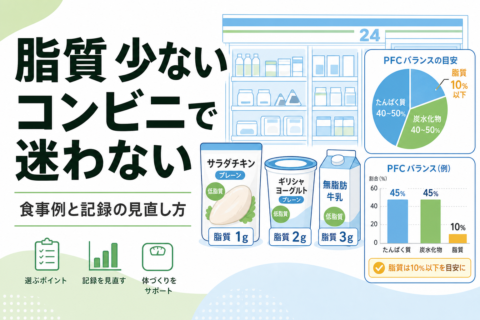 脂質 少ない コンビニで迷わない|食事例と記録の見直し方