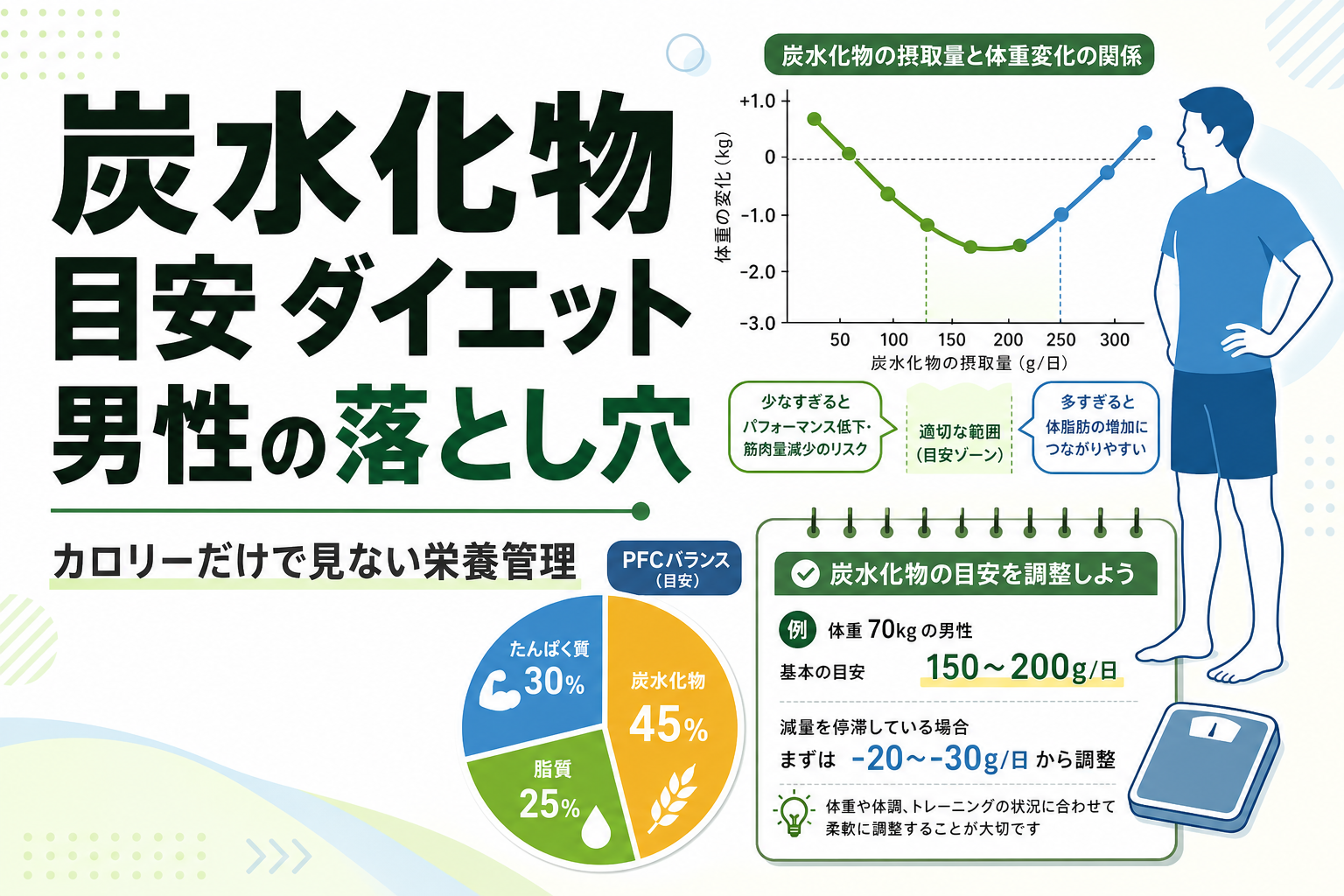 炭水化物 目安 ダイエット 男性の落とし穴|カロリーだけで見ない栄養管理