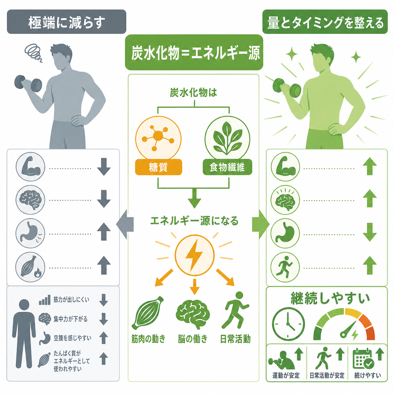 男性のダイエットで炭水化物が重要な理由