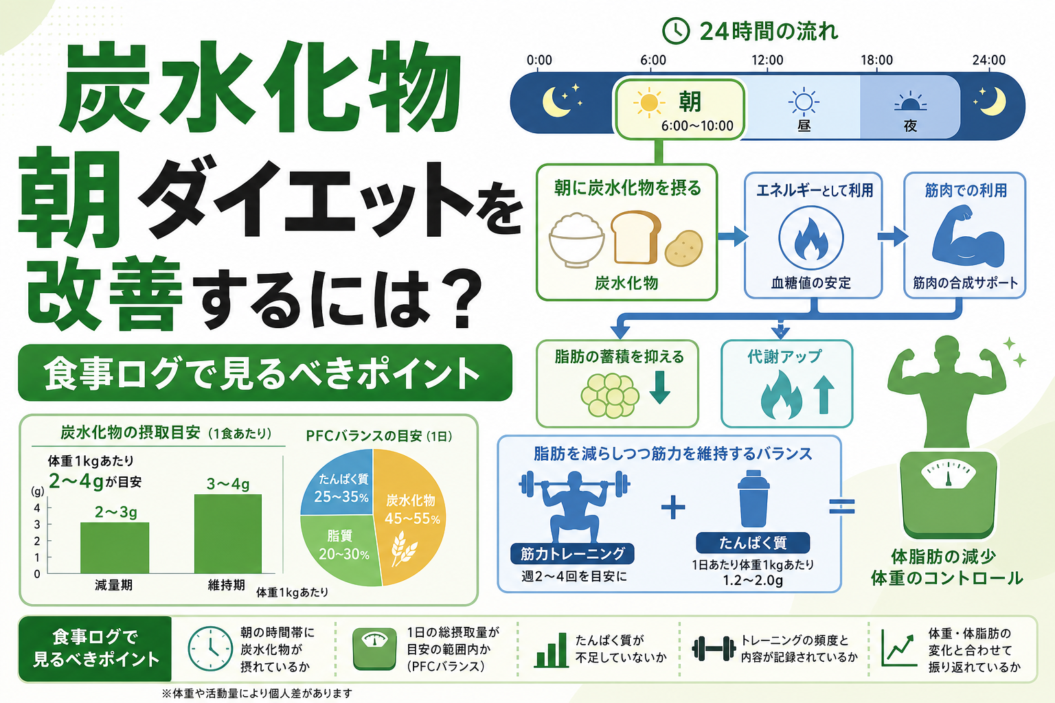 炭水化物 朝 ダイエットを改善するには?食事ログで見るべきポイント