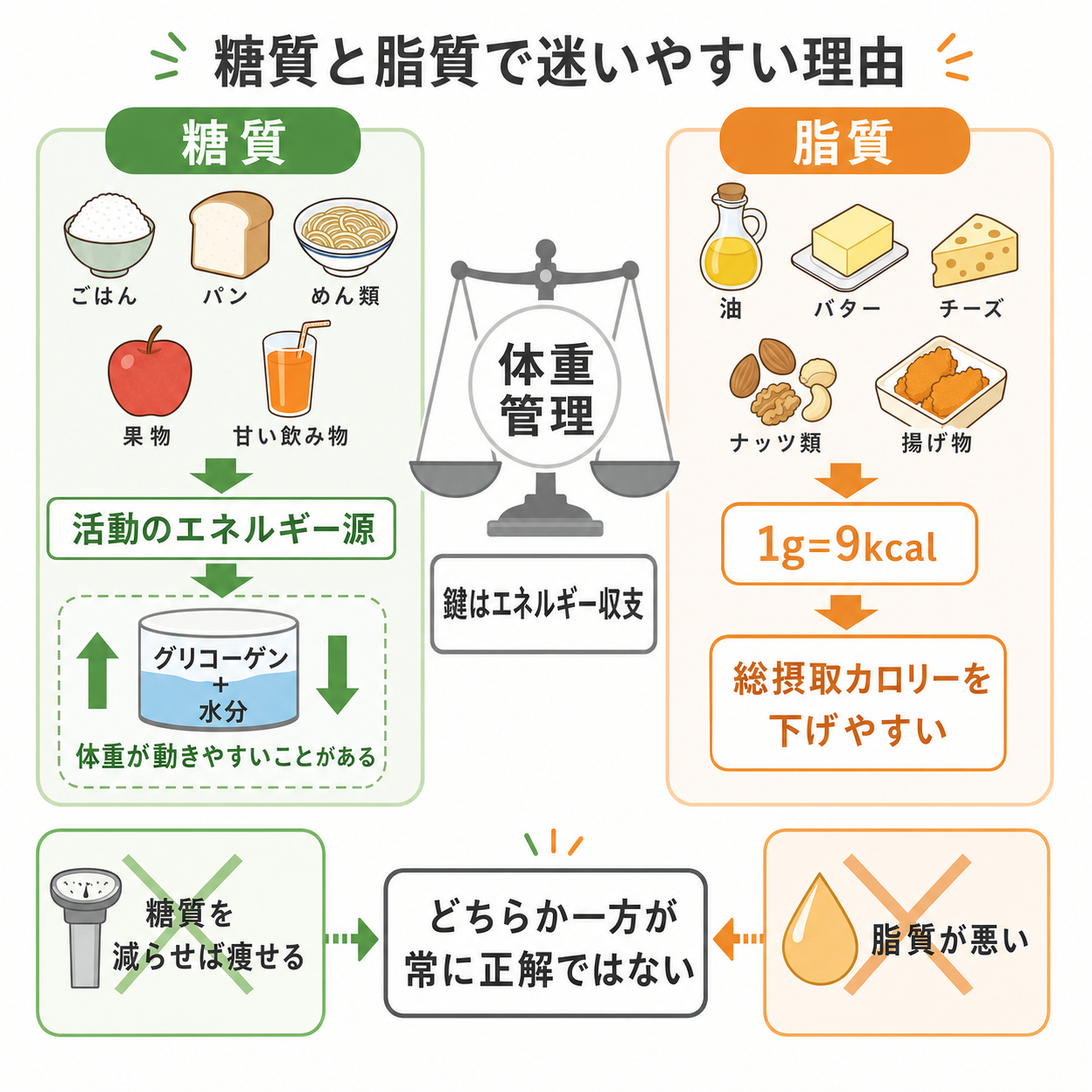 糖質と脂質で迷いやすい理由