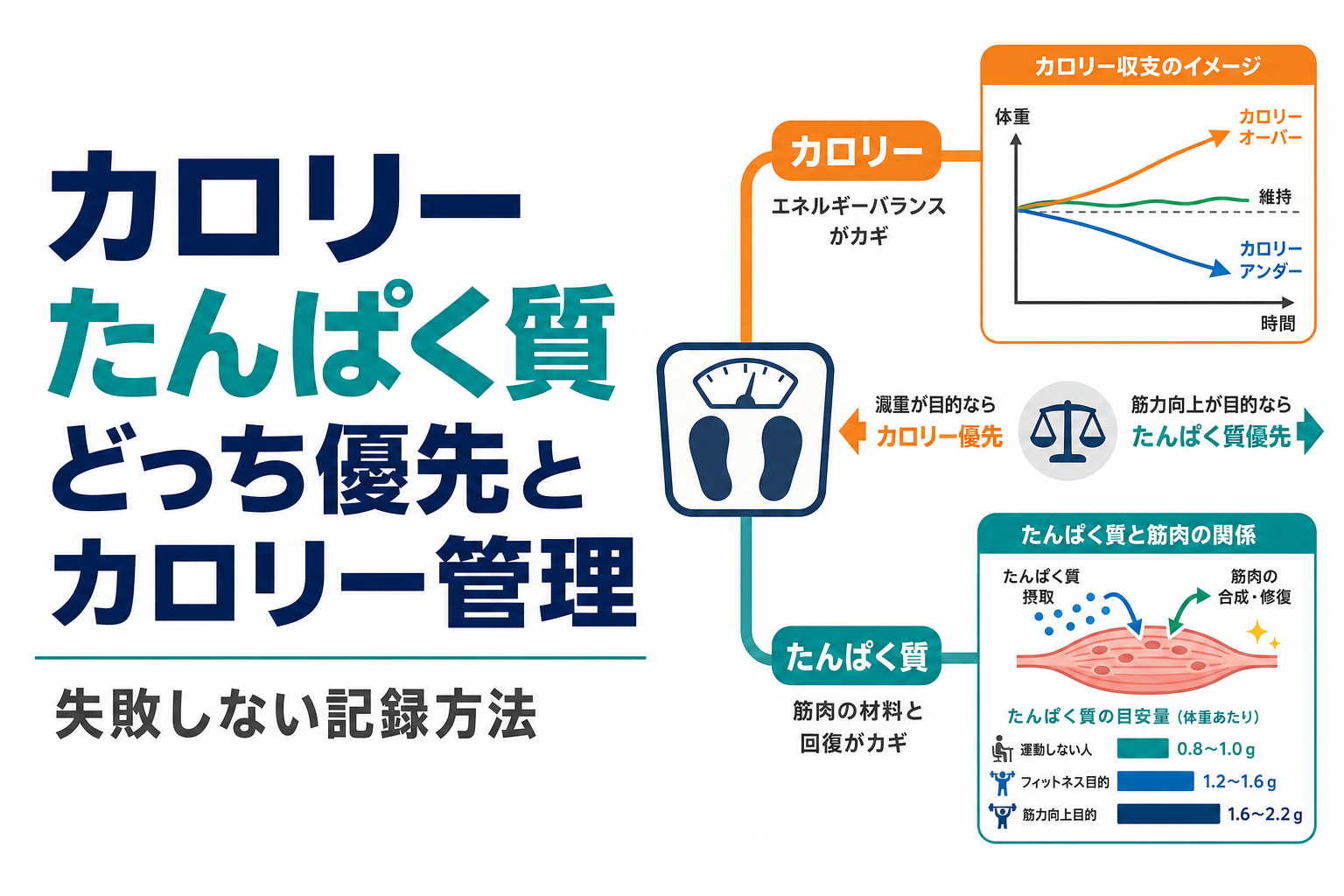 カロリー たんぱく質 どっち優先とカロリー管理|失敗しない記録方法