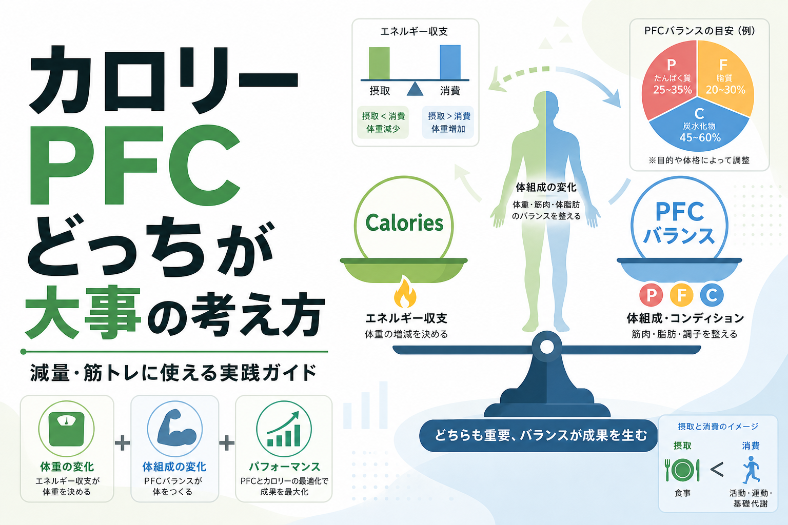 カロリー PFC どっちが大事の考え方|減量・筋トレに使える実践ガイド