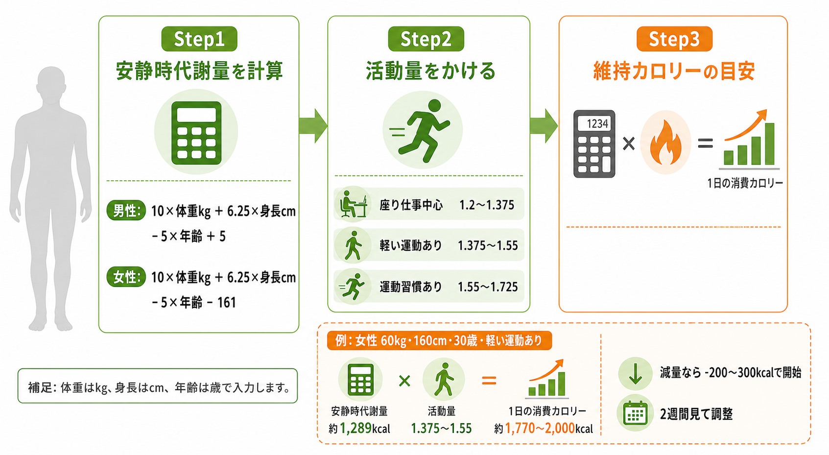 まずは維持カロリーの目安を知る