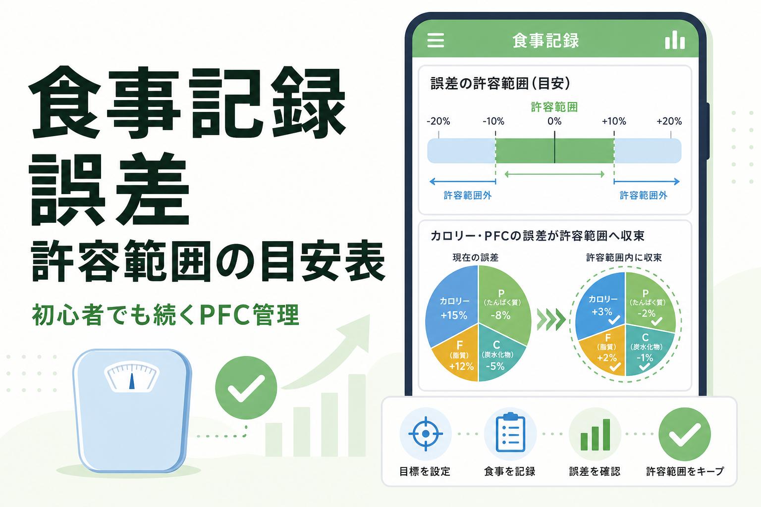 食事記録 誤差 許容範囲の目安表｜初心者でも続くPFC管理