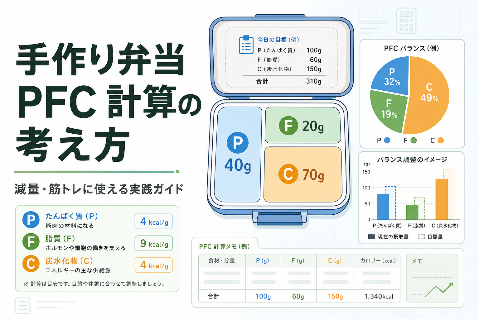 手作り弁当 PFC 計算の考え方｜減量・筋トレに使える実践ガイド