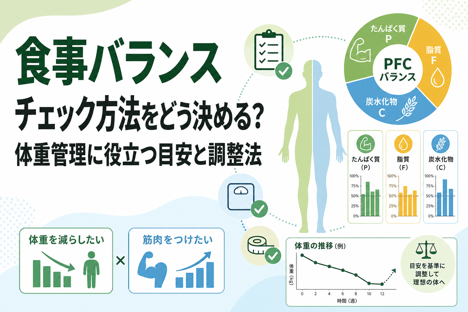食事バランス チェック方法をどう決める？体重管理に役立つ目安と調整法