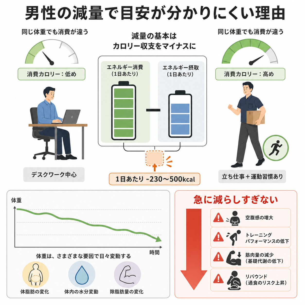 男性の減量で「目安」が分かりにくい理由