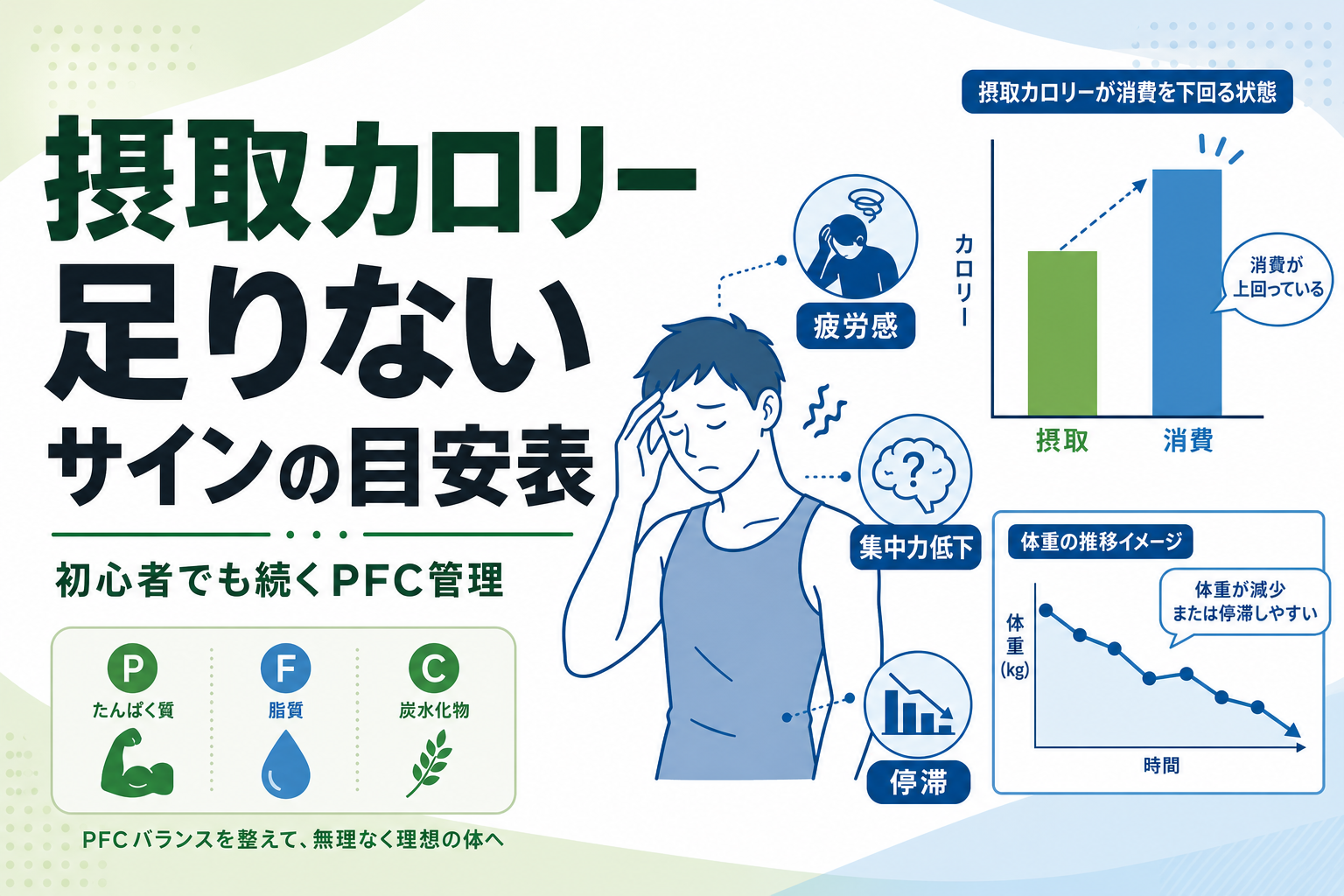 摂取カロリー 足りない サインの目安表｜初心者でも続くPFC管理