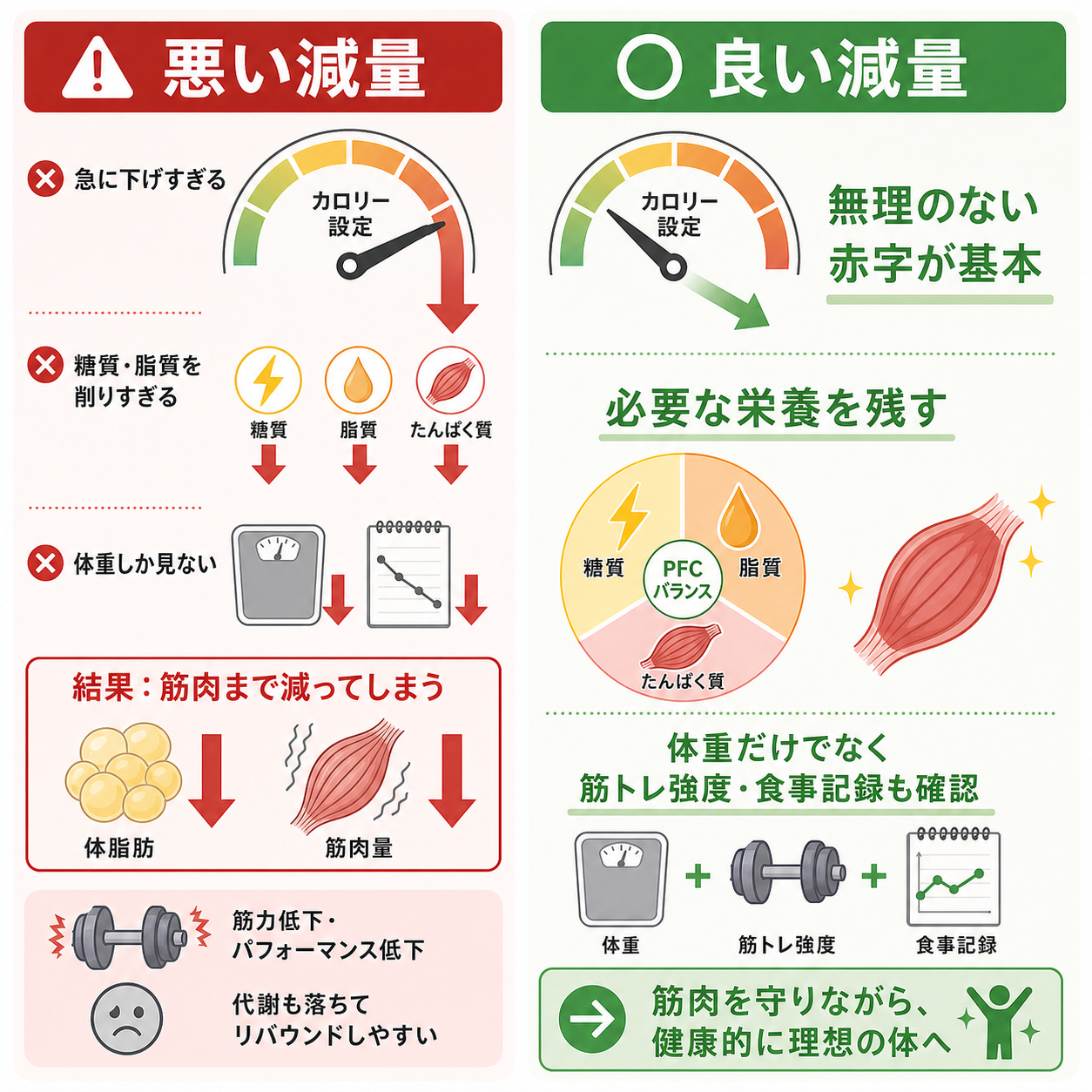 筋肉を落としやすいカロリー設定になってしまう理由