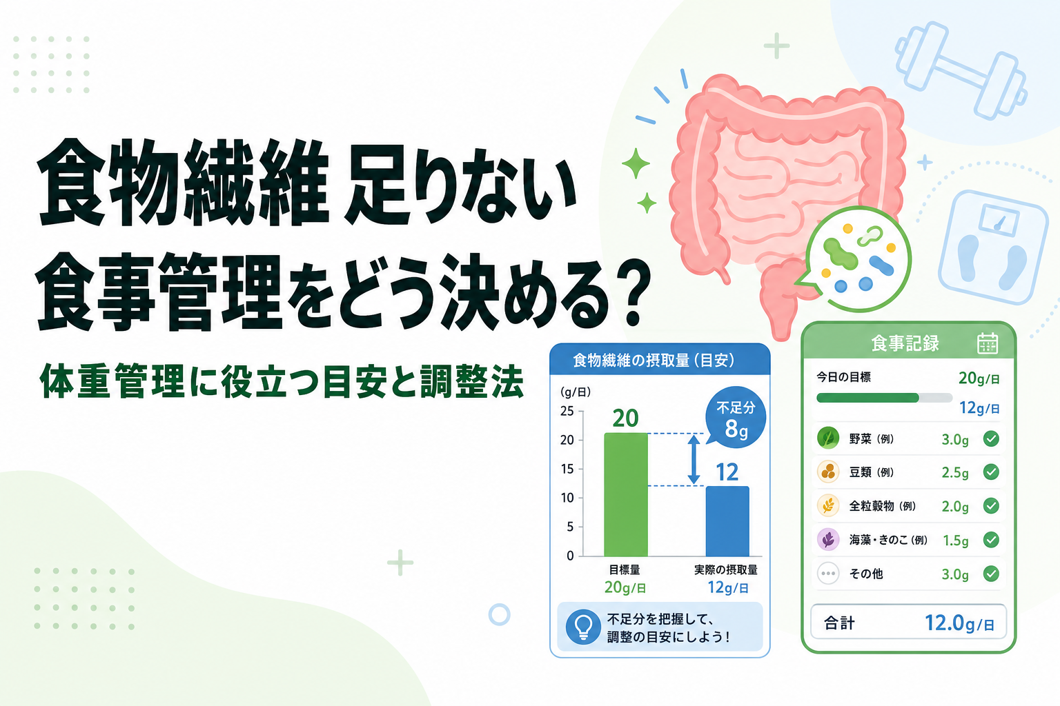 食物繊維 足りない 食事管理をどう決める?体重管理に役立つ目安と調整法