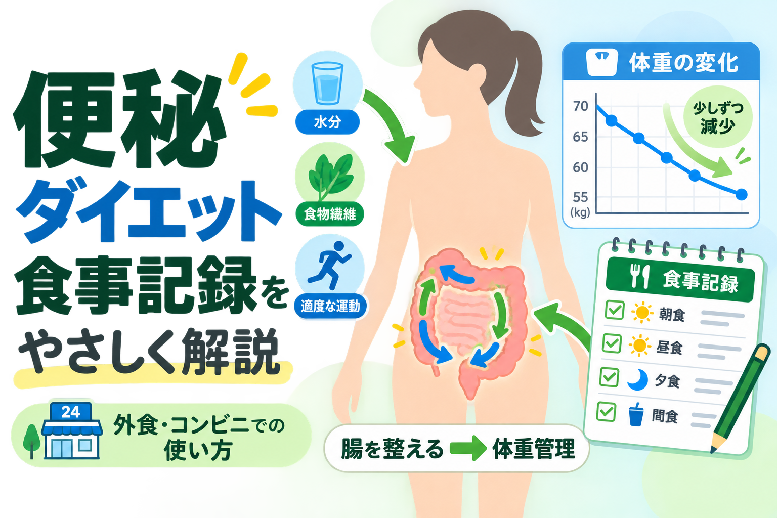 便秘 ダイエット 食事記録をやさしく解説|外食・コンビニでの使い方
