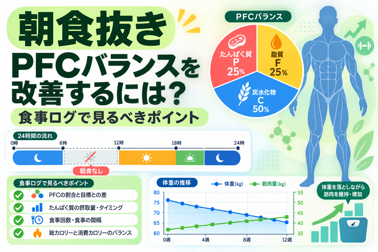 朝食抜き PFCバランスを改善するには?食事ログで見るべきポイント