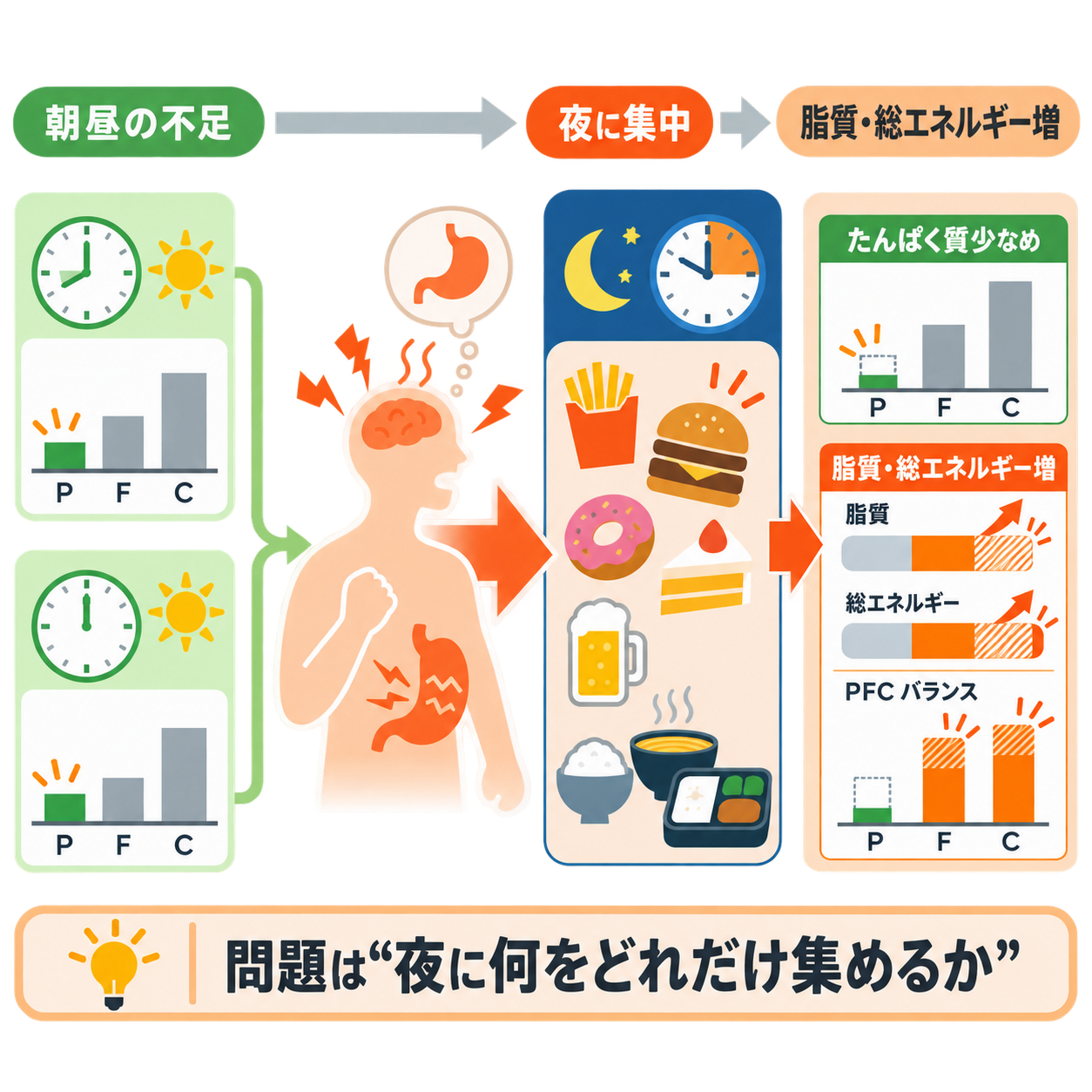 なぜ夕食が多いと崩れやすいのか