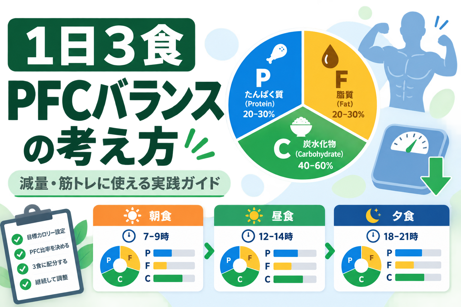 1日3食 PFCバランスの考え方|減量・筋トレに使える実践ガイド
