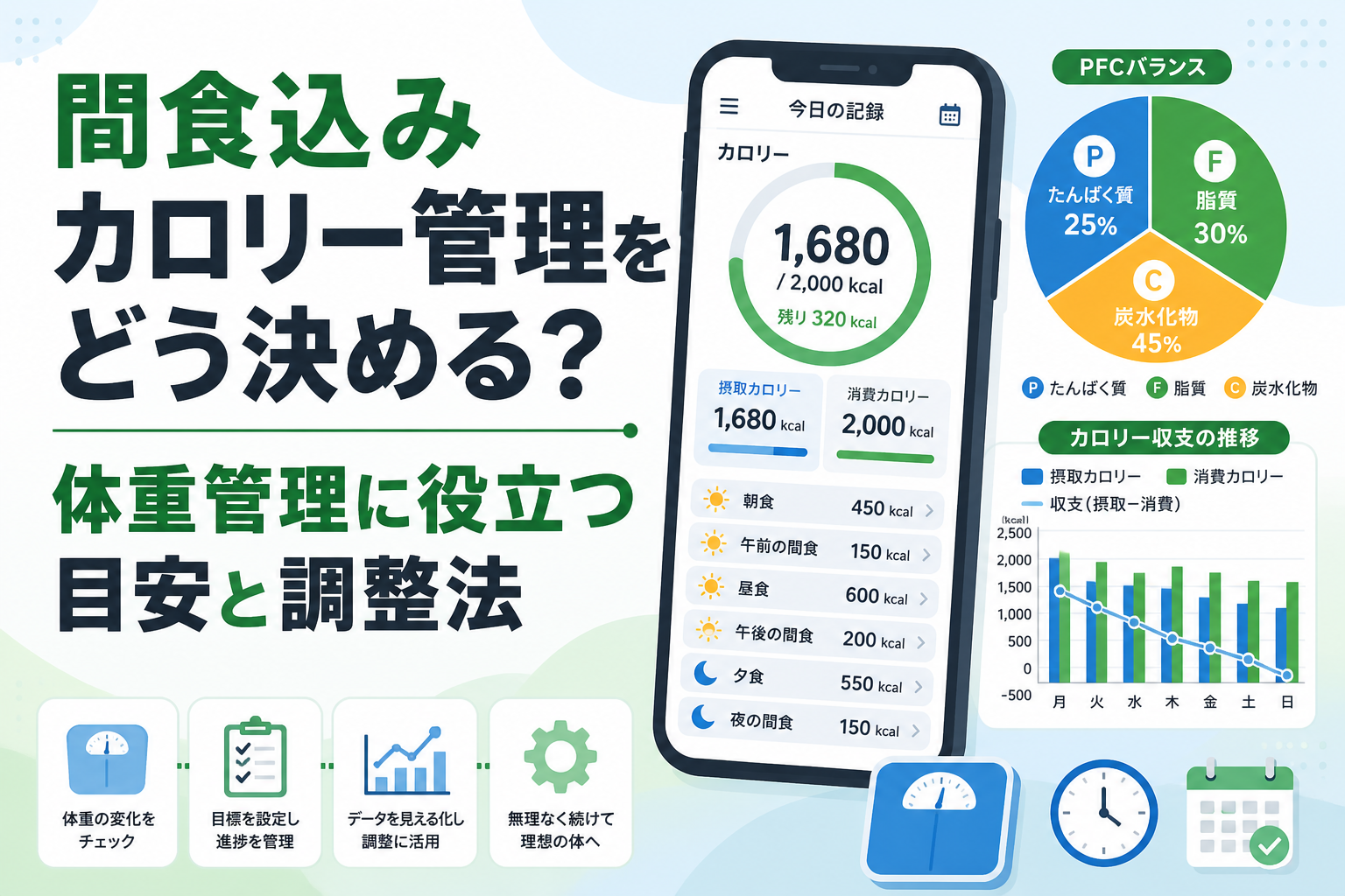 間食込み カロリー管理をどう決める?体重管理に役立つ目安と調整法