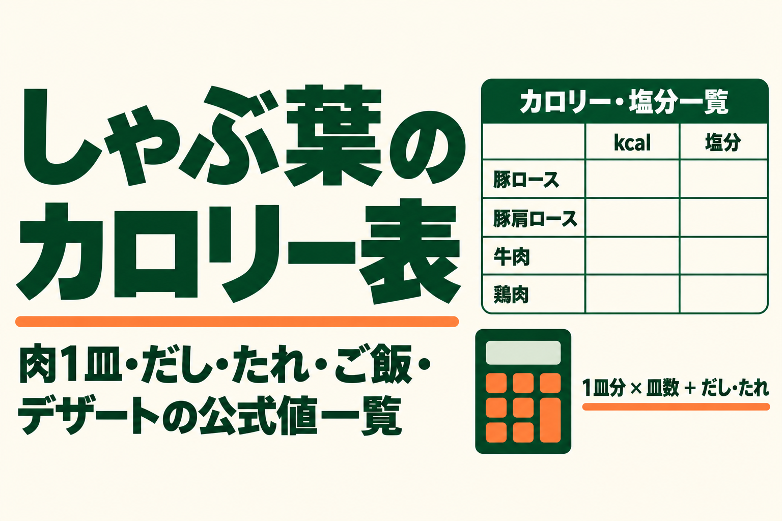 しゃぶ葉のカロリー表|肉1皿・だし・たれ・ご飯・デザートの公式値一覧