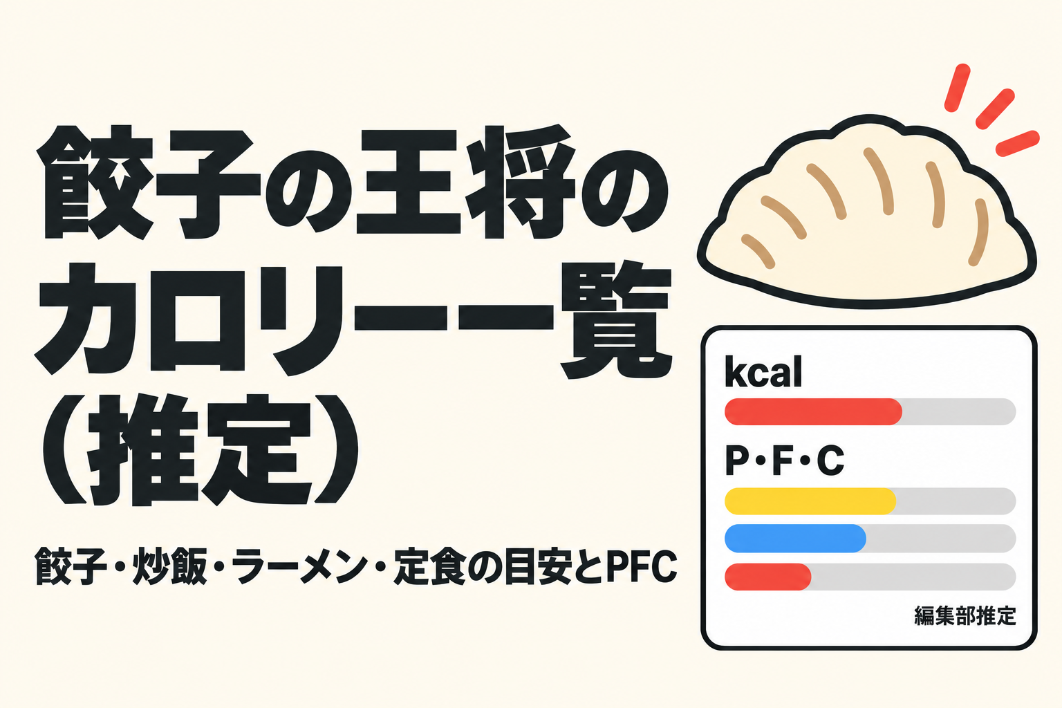 餃子の王将のカロリー一覧(推定)|餃子・炒飯・ラーメン・定食の目安とPFC